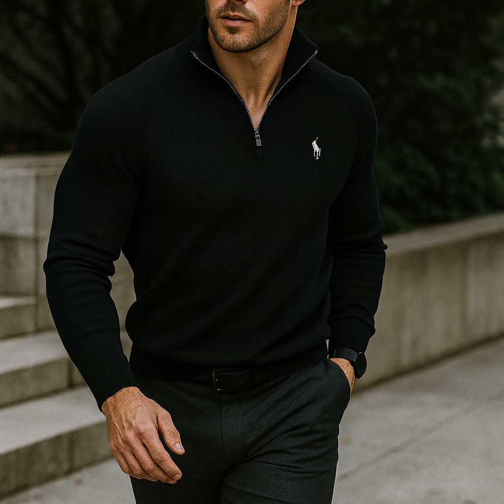Zipped Collar Sweater R&L + Free Watch